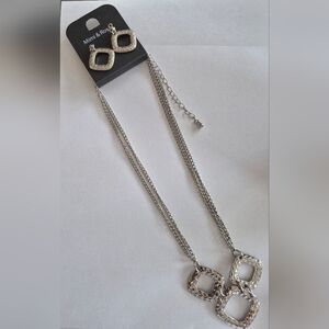 Silver Geometric Necklace Set